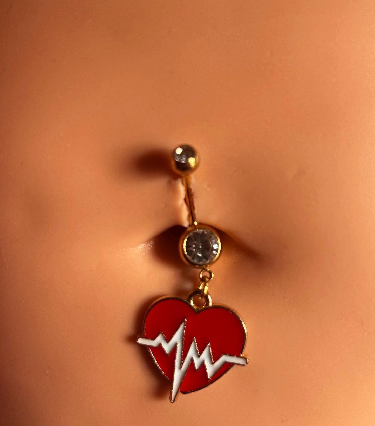 EKG heart belly ring