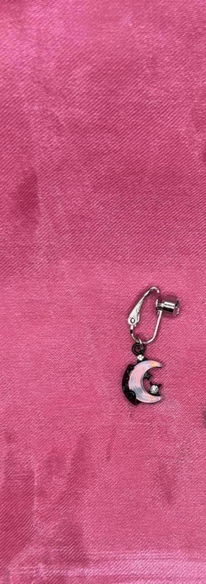 Pink moon clip on belly ring