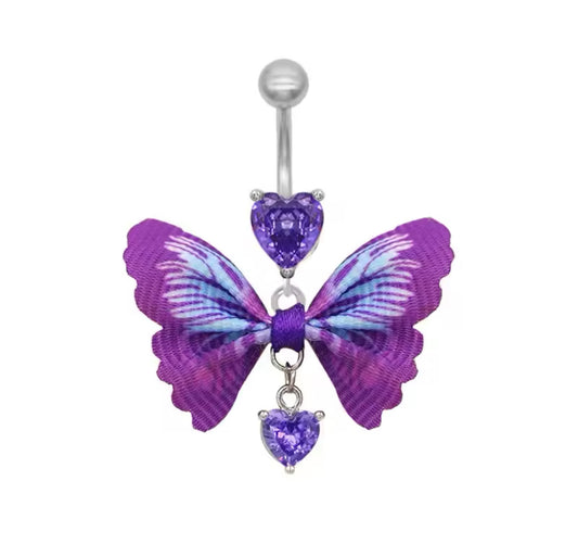 Butterfly gem belly ring