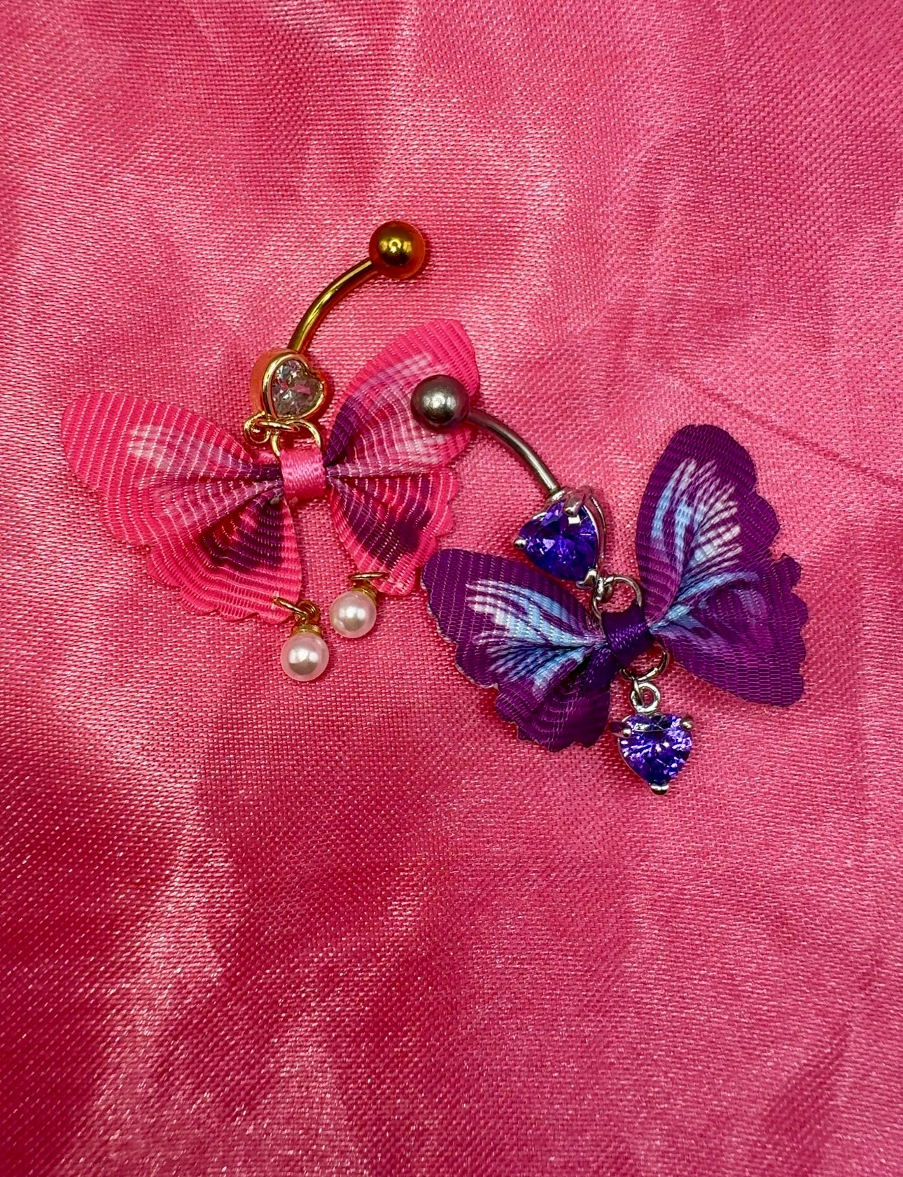 Butterfly gem belly ring