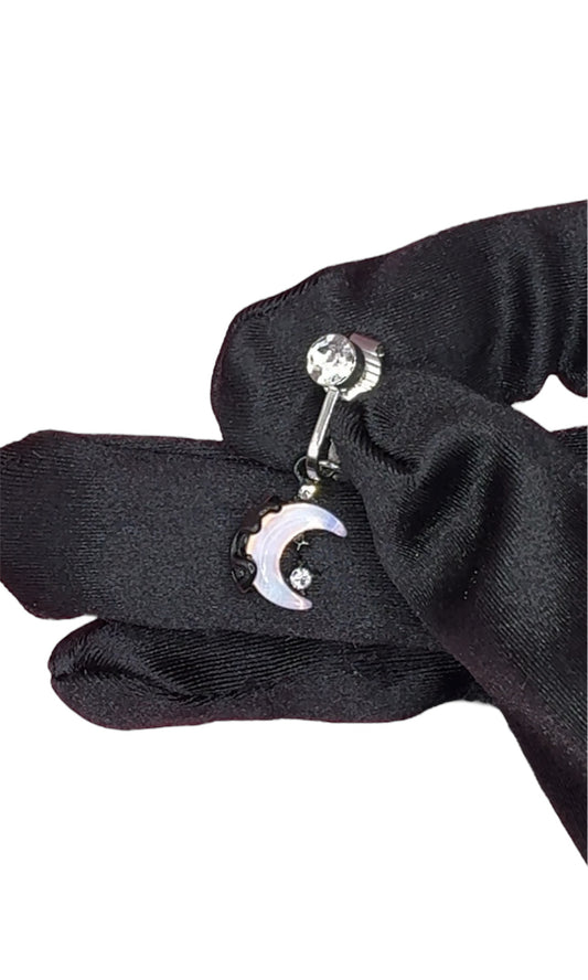 Pink moon clip on belly ring