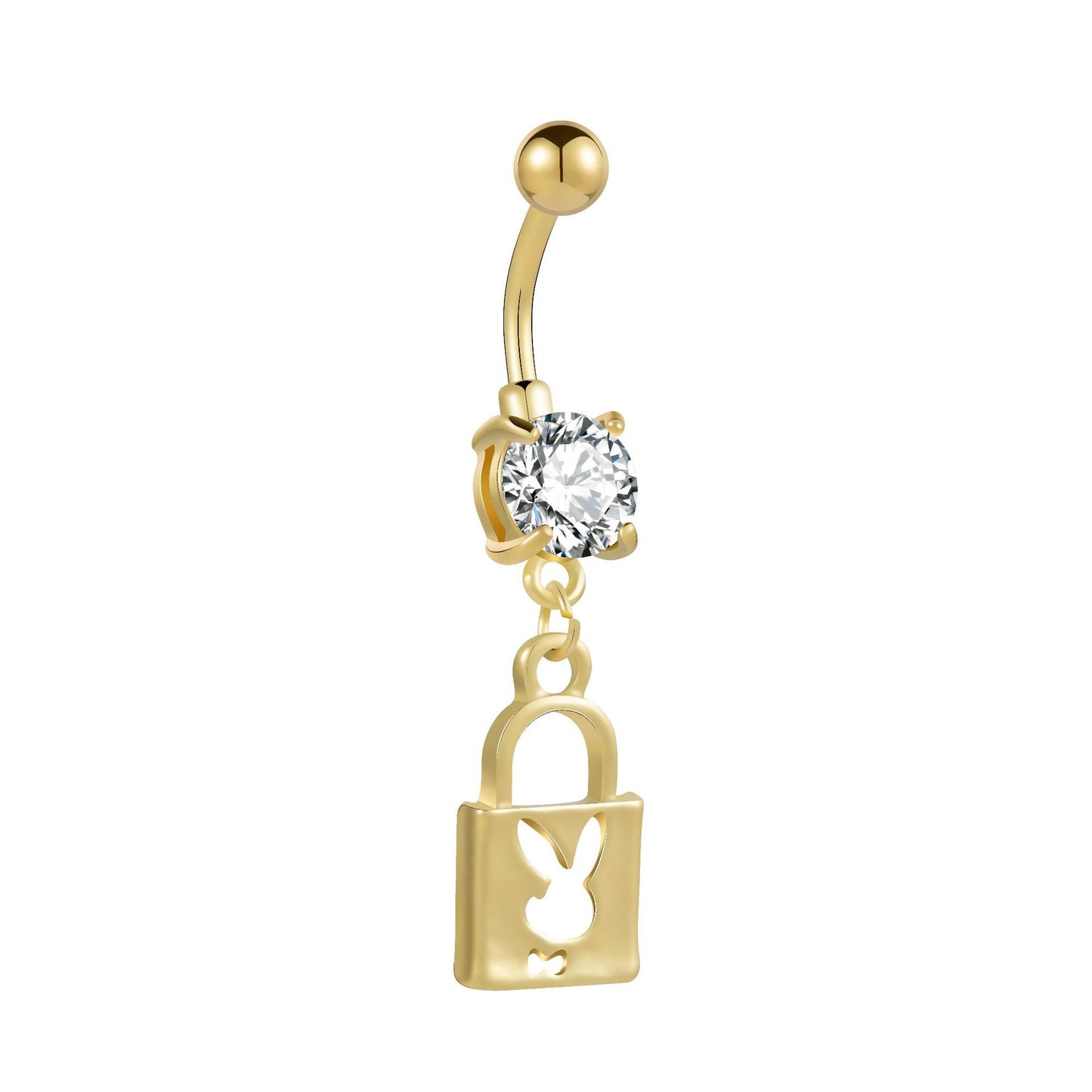 Playboy lock belly ring