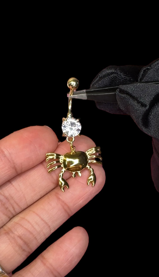 Gold crab belly ring