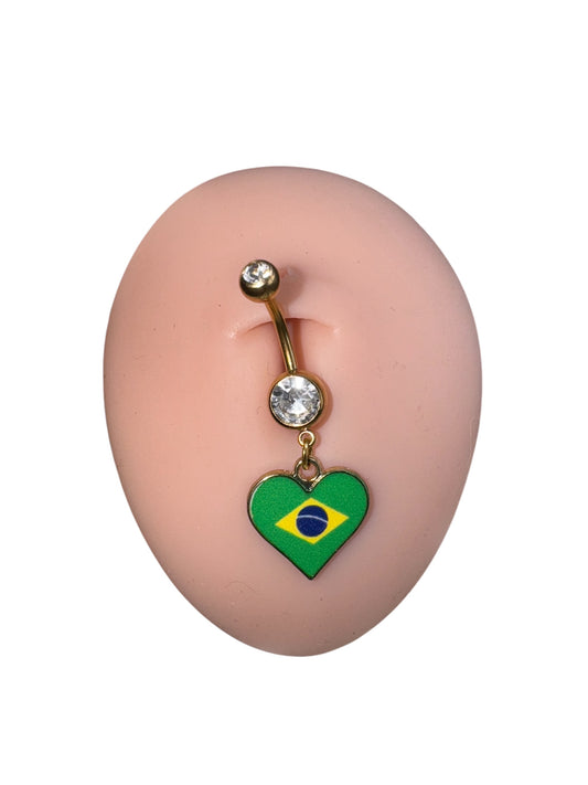 Brazil flag belly ring