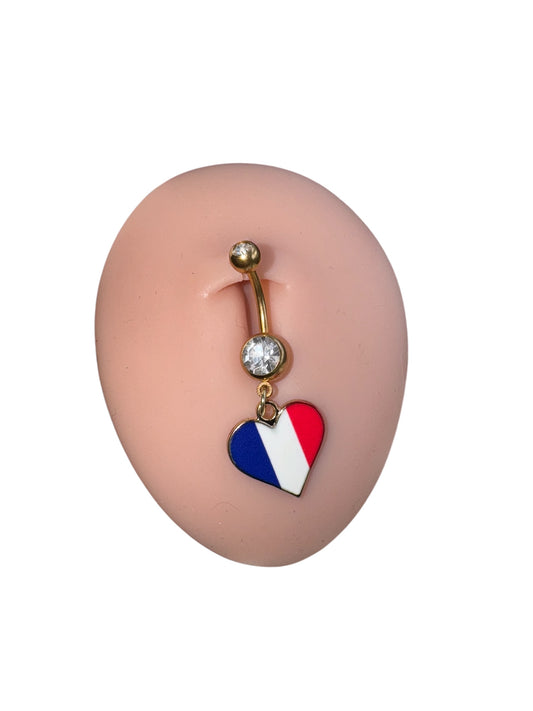 France flag belly ring