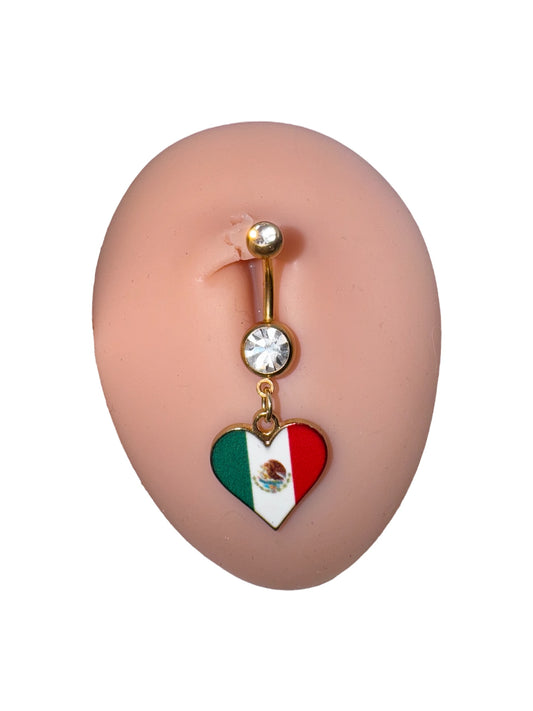 Mexico flag belly ring